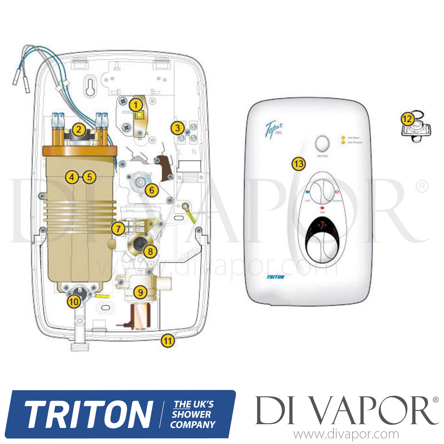 Triton Topaz T80i Shower Spare Parts TR DV 655